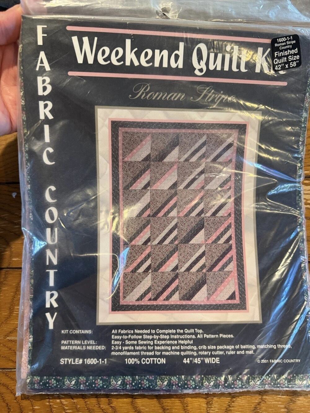 Fabric Country Weekend Quilt Kit Roman Stripe 42x58 Crib Wall Sealed NIP Vintage